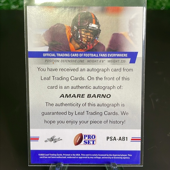 PROSET Amare Baron Autograph Card 🏈 Carolina Panthers - Picture 4 of 5